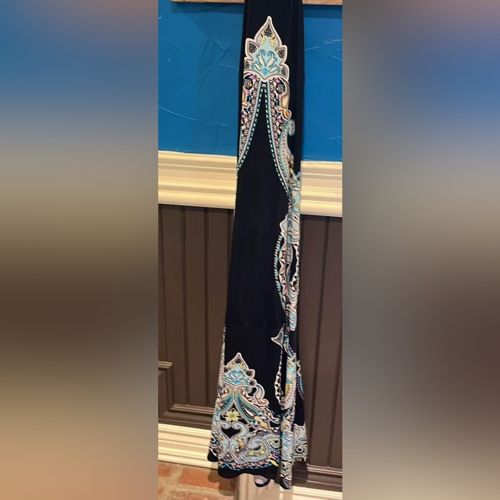 Ladies Maxi Dress Size XS Black/Turquoise - Picture 7 of 8